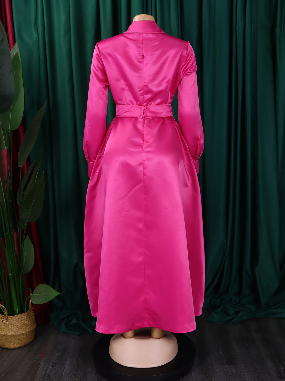 Fashion Lapel Long Sleeve Slim A- line Dress