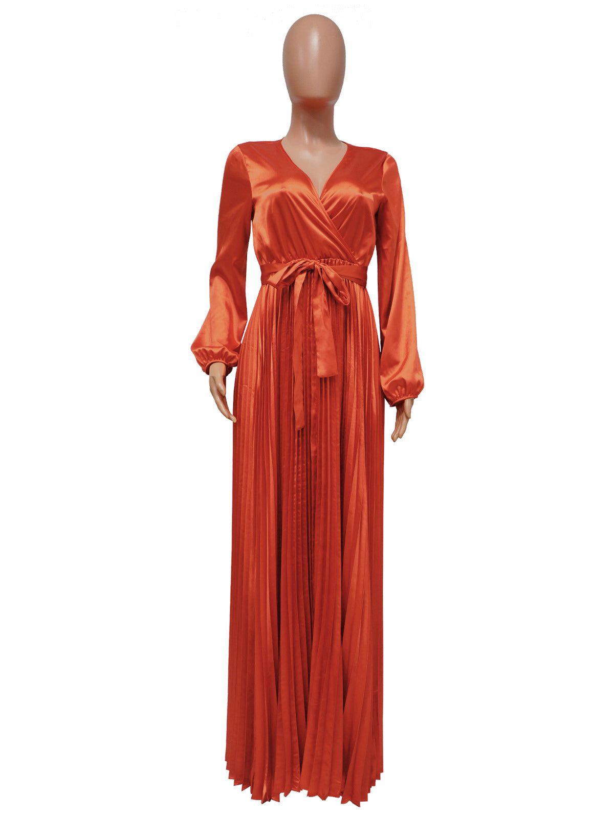 V Neck Cocktail Party Maxi Pleated Dress