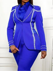 Fashion Beaded Sequin Embellishment Slim Blazer