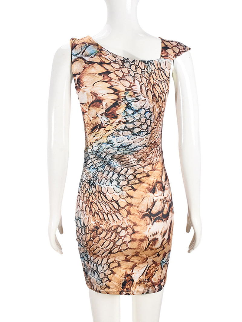 Sexy Abstract Snake Print Bodycon Dress