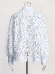 Hollow Out Embroidery Loose Casual Blouse