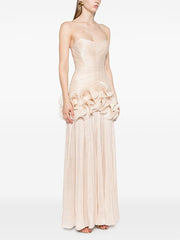 Ruffle Trim Strapless Maxi Dress-boutique