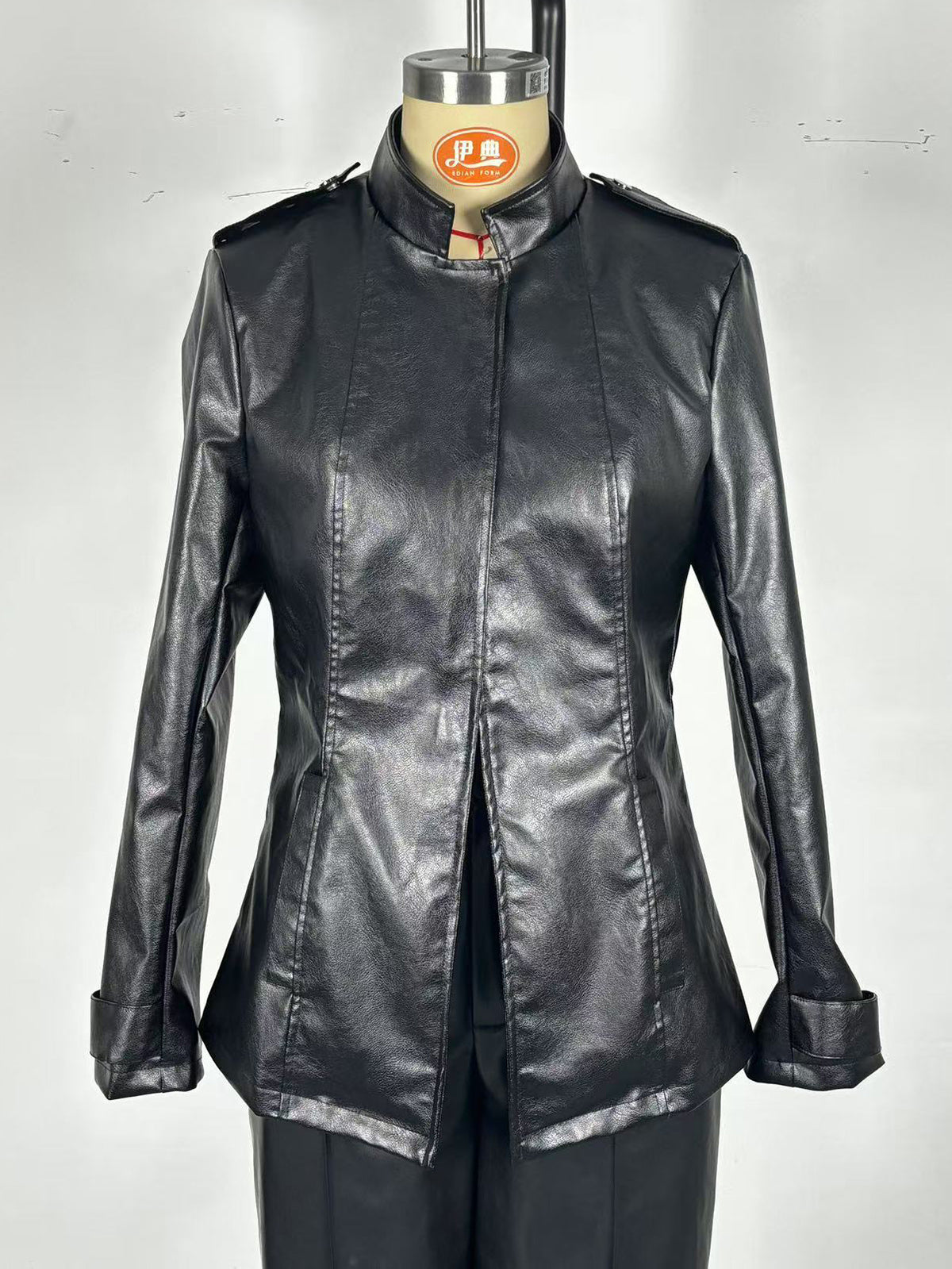 Fashion Front Zipper PU Leather Jacket