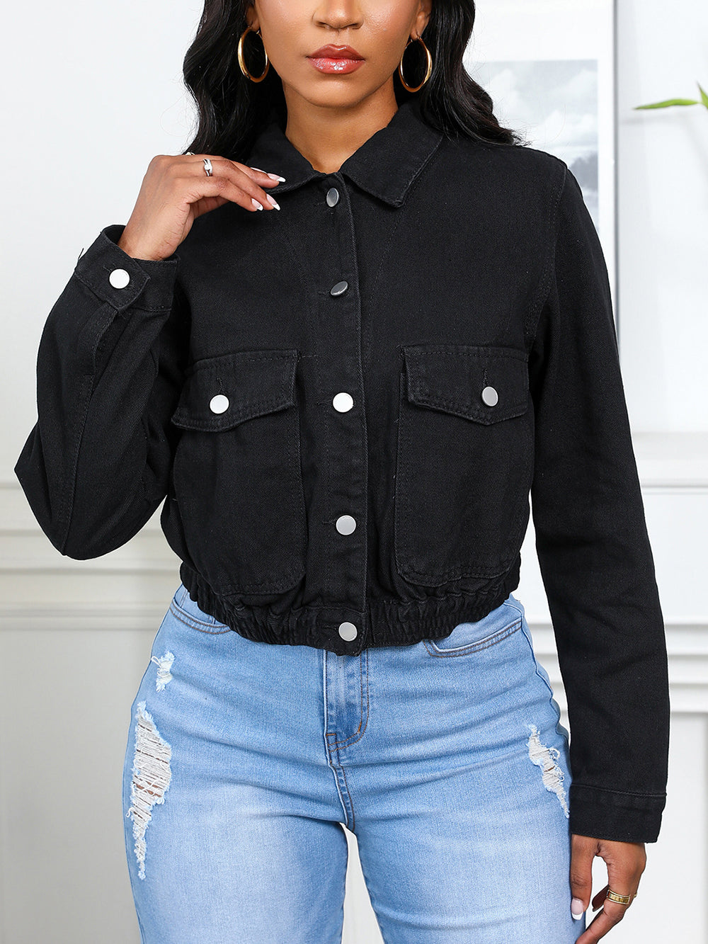 Casual Button Short Denim Jacket