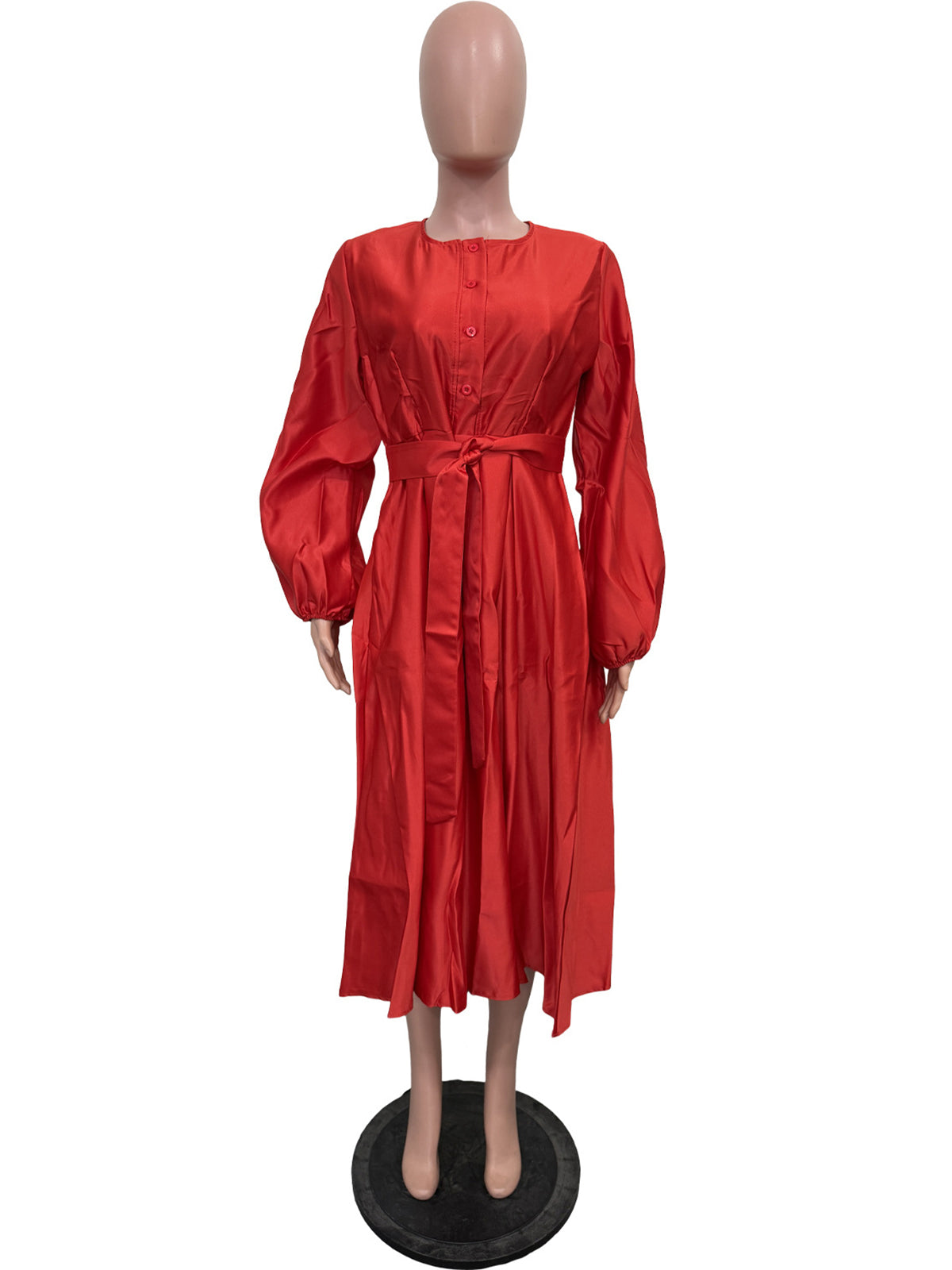 Elegant Satin Lantern Sleeve Bandage Party Maxi Dress