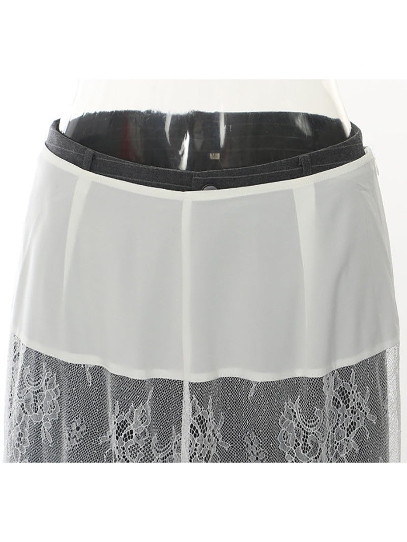 Striped Ruched Split Lace Wide Leg Layered Pants Sets