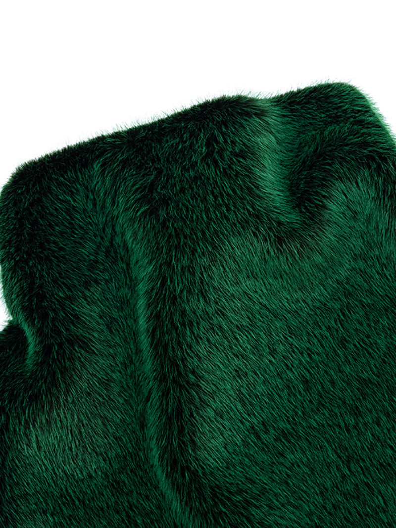 Sexy Faux Fur Side Split Sleeveless Top