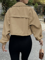 Fashion Zipper Cropped Jacket Trench Coat