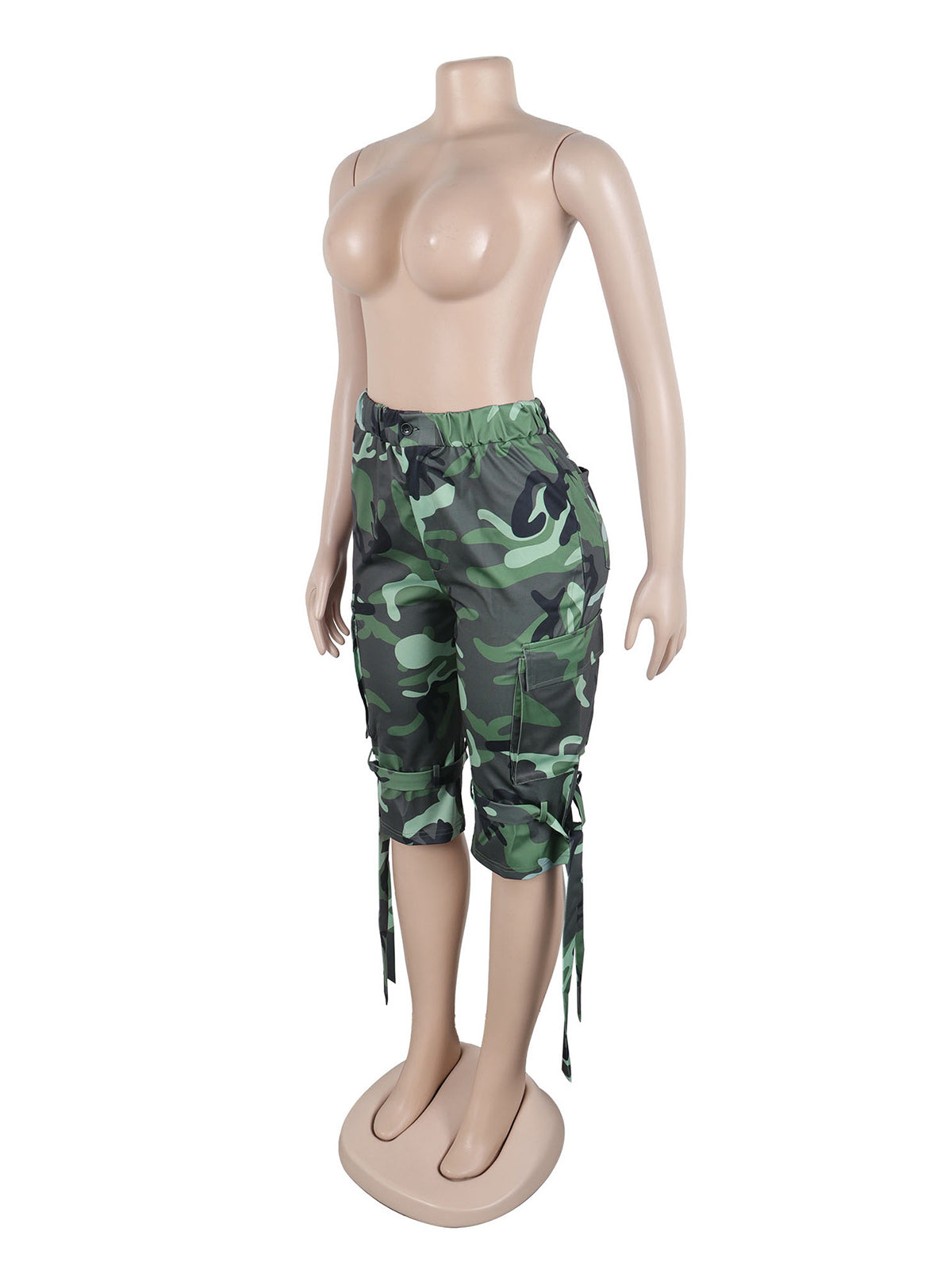 Casual Camo High Waist Cargo Shorts