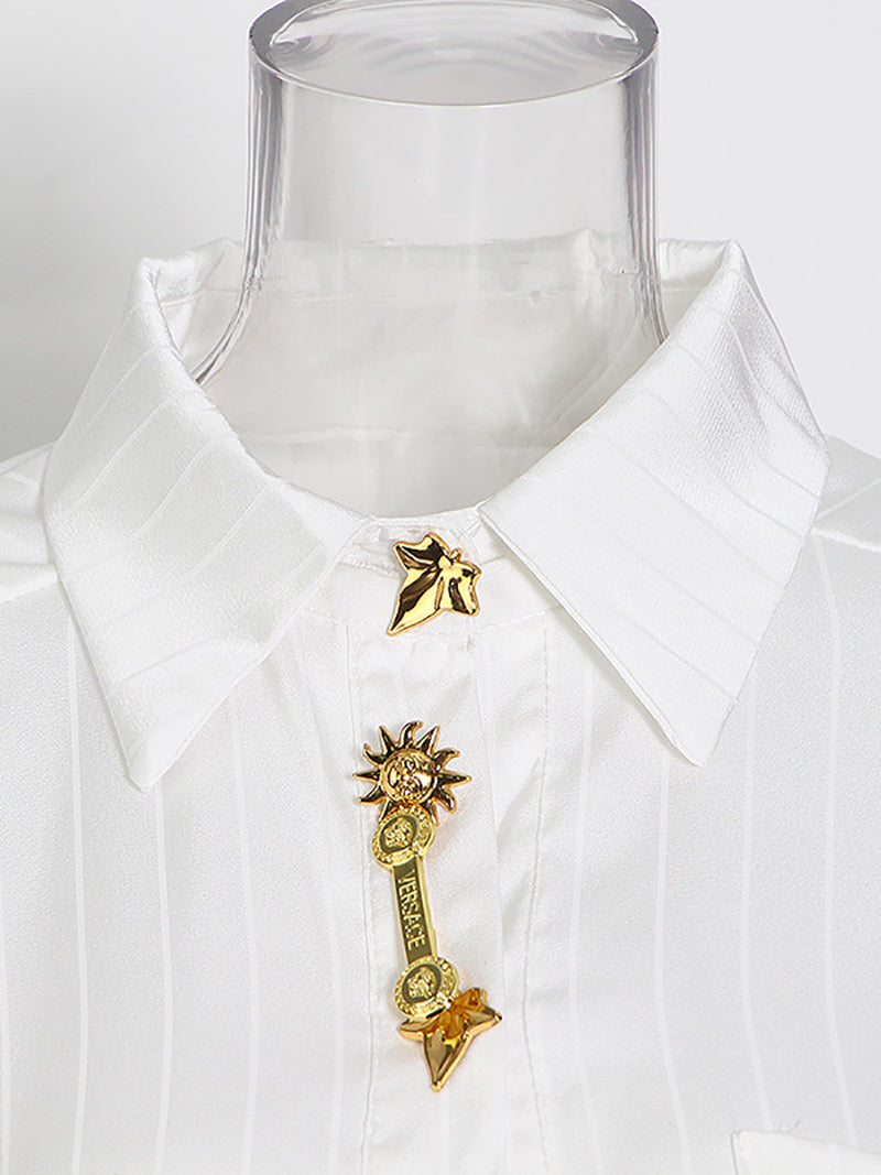 Casual Minimalist Button Decor Loose Blouses