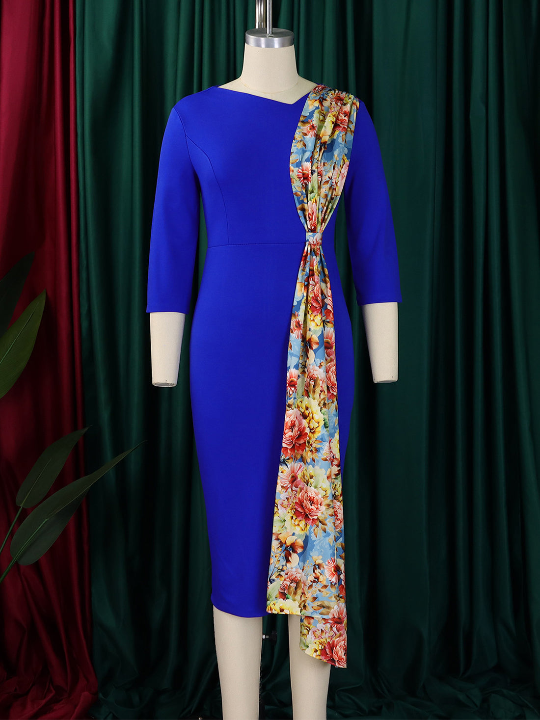 Elegant Office Round Neck Slim Fit Pencil Dress