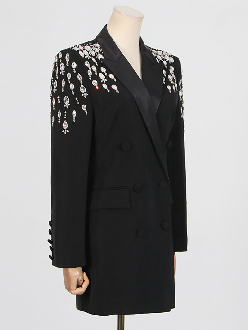 Double Breasted Rhinestone Blazer Dress