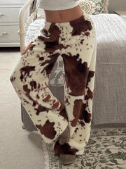 Women's Printed Fleece Wide Leg Pants