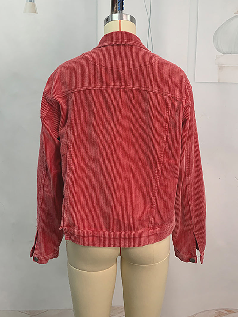 Corduroy Embroidery Rugby Sequin Jacket