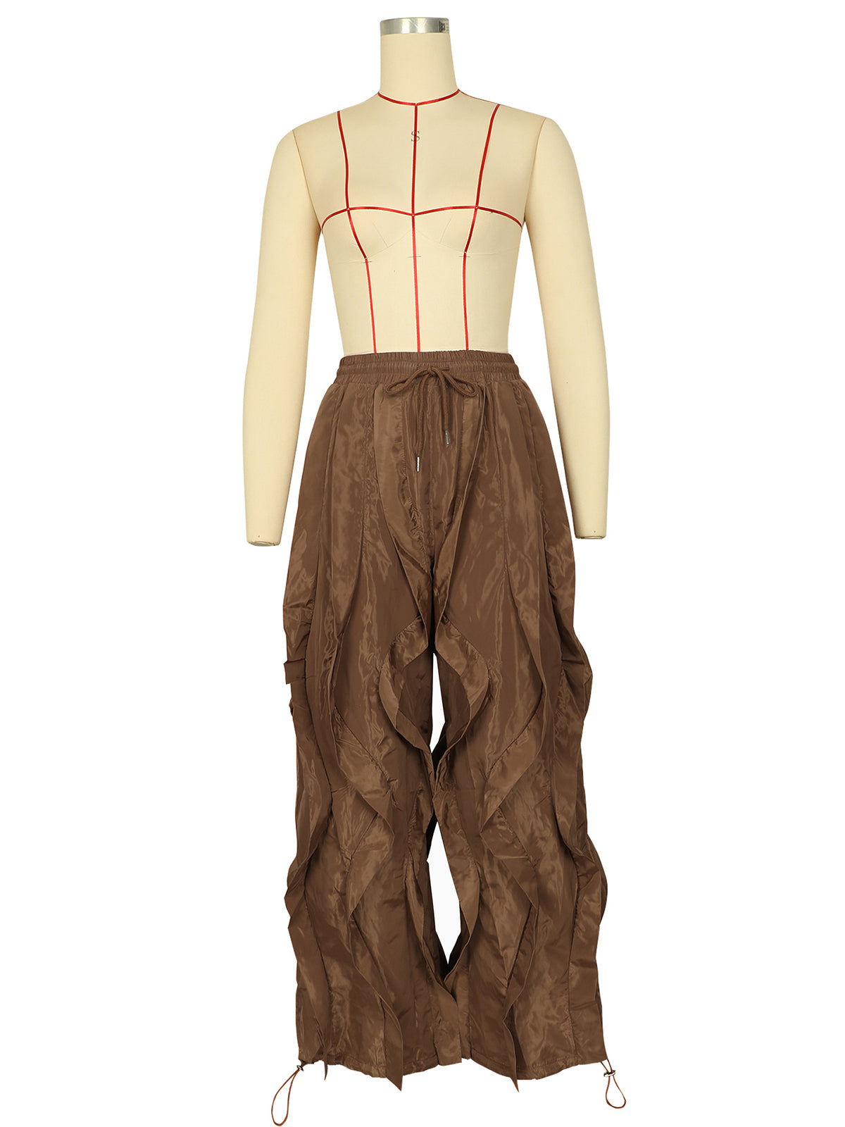 Casual Wide Leg Wavy Ruffle Jogger Pants