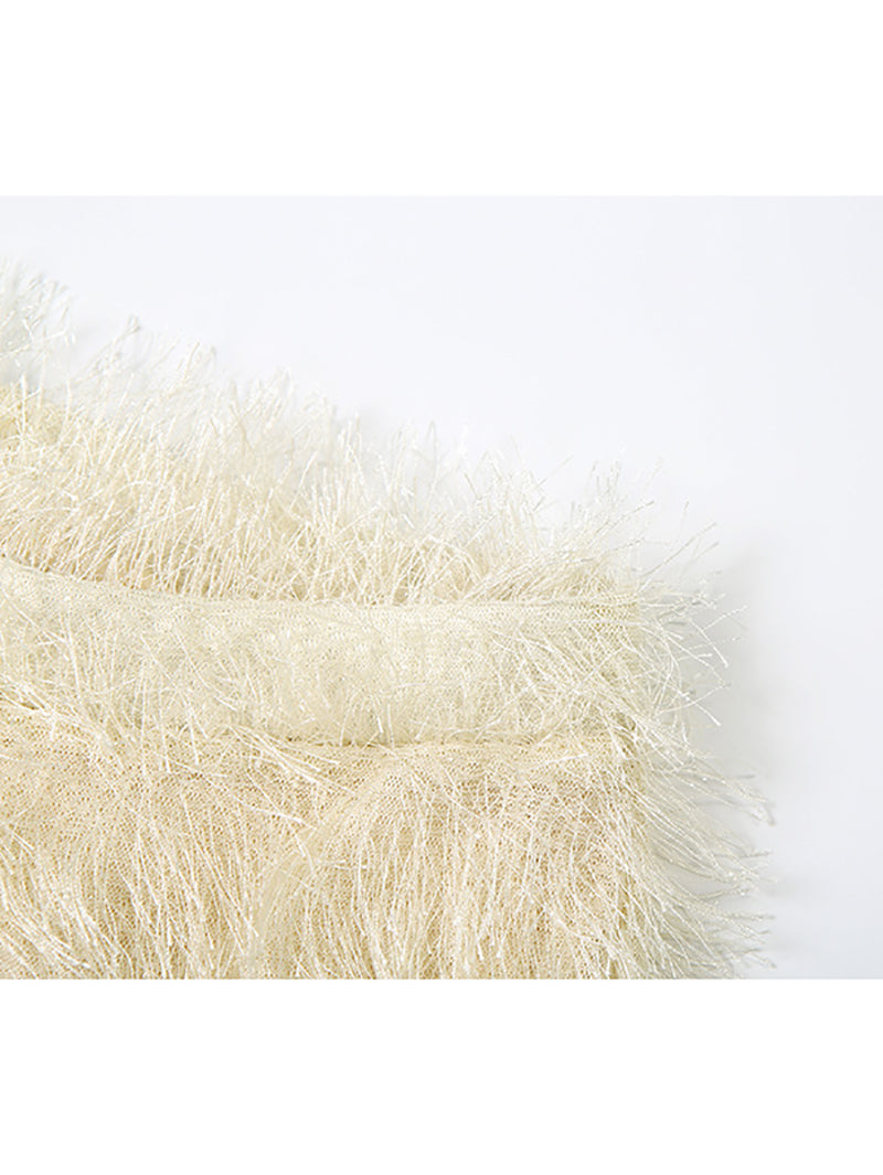 Casual Fluffy Mid Waist Straight Trousers