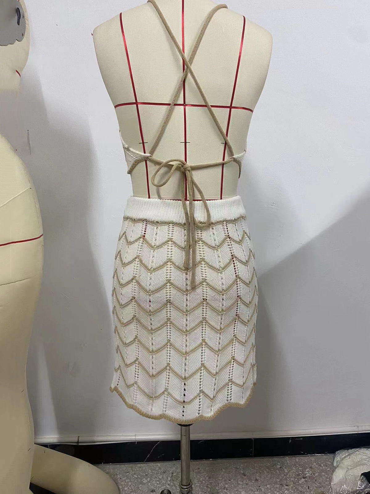 Sexy Knit Backless Bandage Elastic Skirt Sets