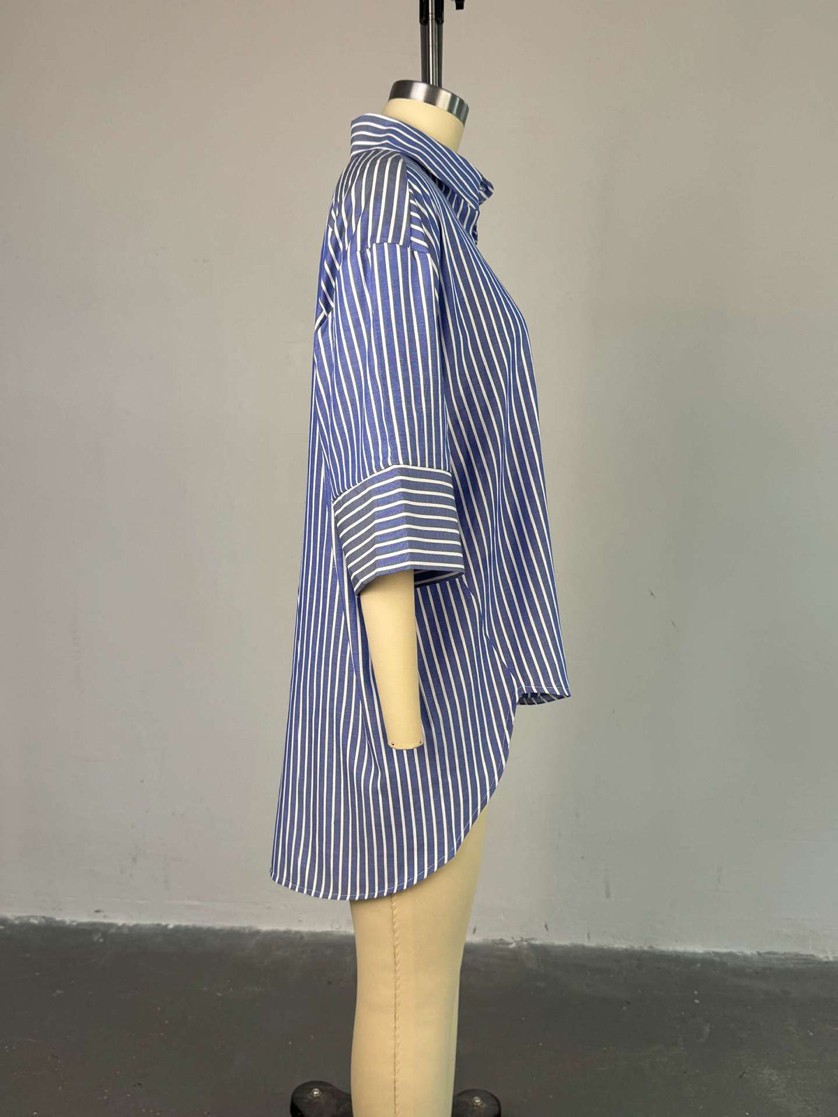 Casual Loose Stripe Button Down Shirt Blouse