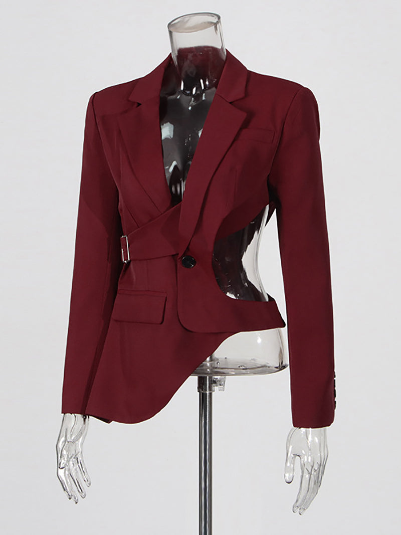 Sexy Asymmetrical Hollow out Blazer