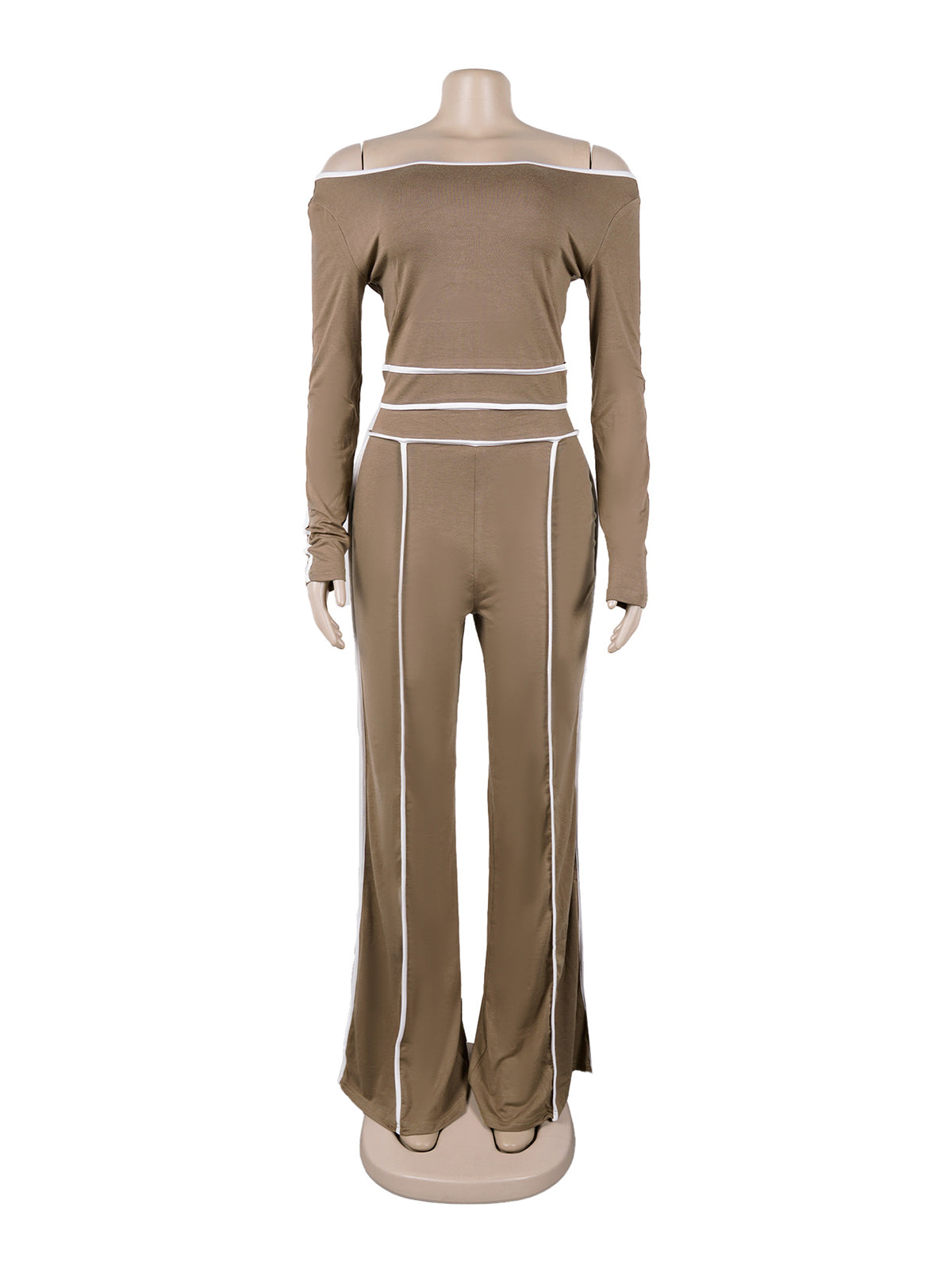 Fashion Off-Shoulder Tight Top And Wide Leg Pants Set