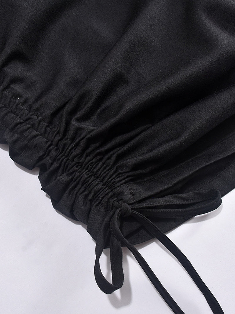 Drawstring Side High Waist Casual Cargo Skirt