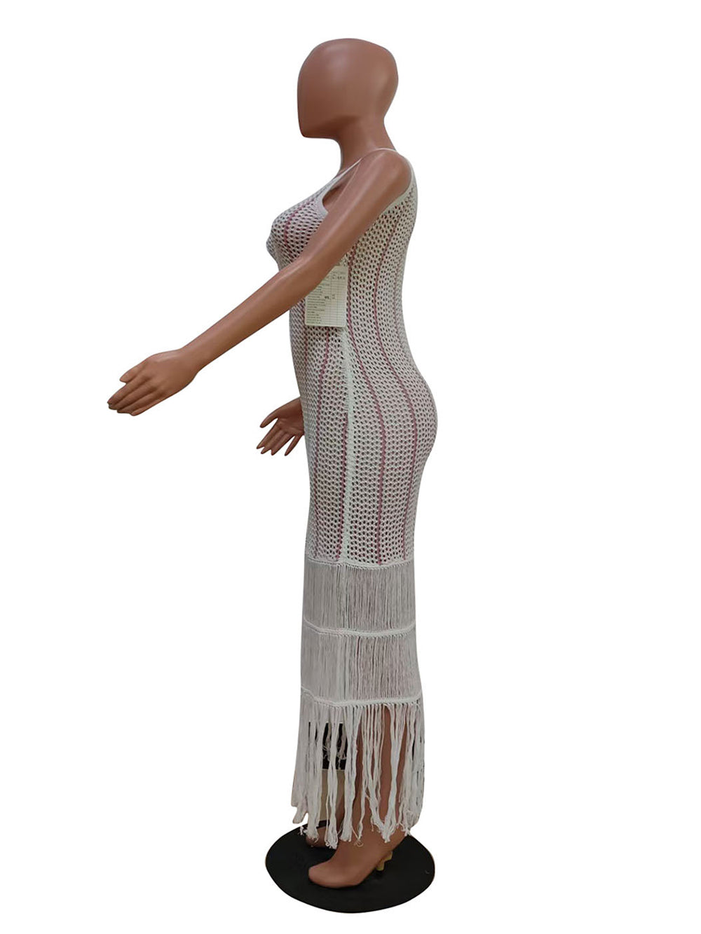 Casual Knit Sleeveless Bodycon Tassel Midi Dress