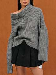 Fashion Off Shoulder Knitted Pullover Loose Sweaters
