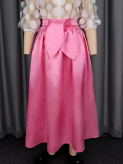 Fashion Chic Knot Front Satin A-Line Skirt