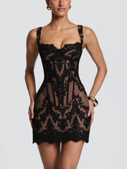 Lace Corset Top and Mini Skirt Set