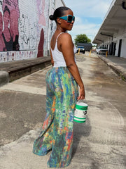 Paint Print Straight Leg Casual Pants