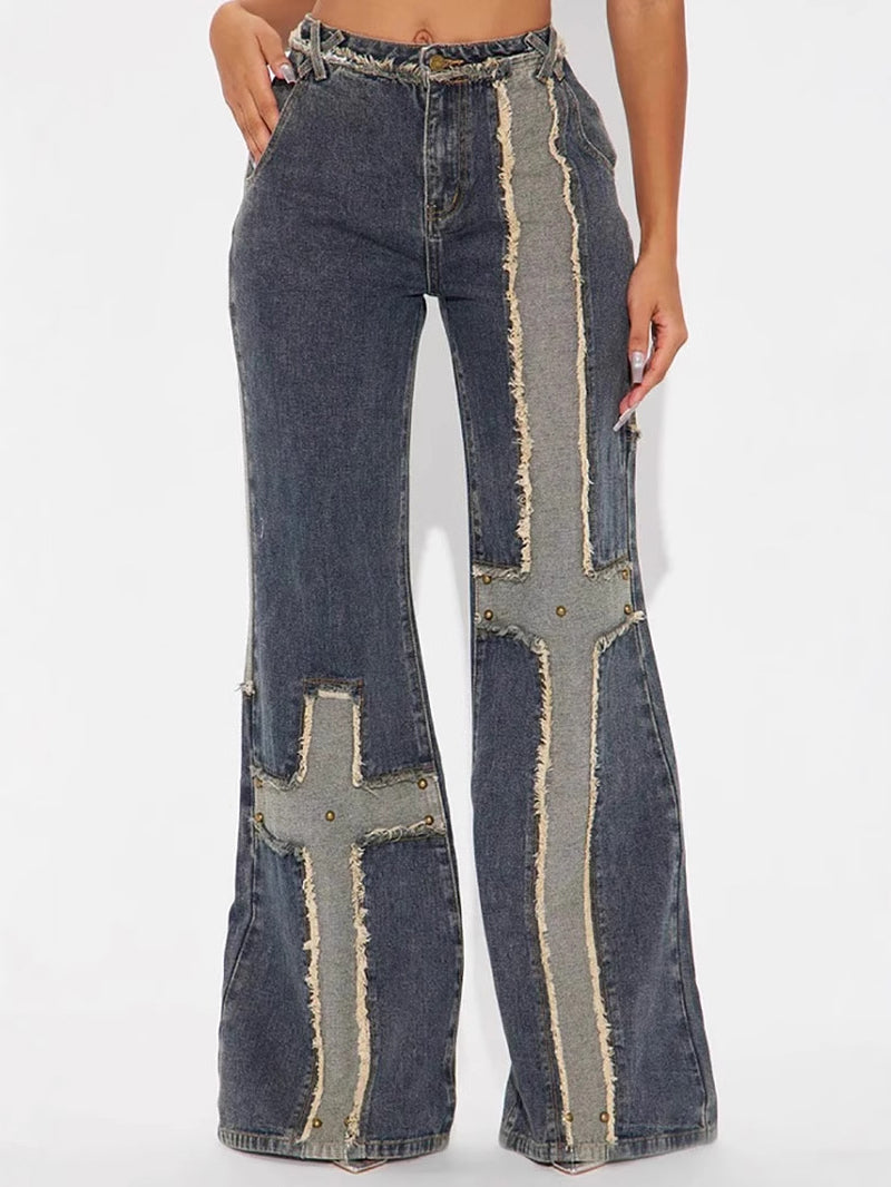 Street Punk Cross Straight Leg Jeans