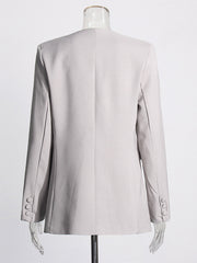 Elegant V Neck Flower Applique Blazer