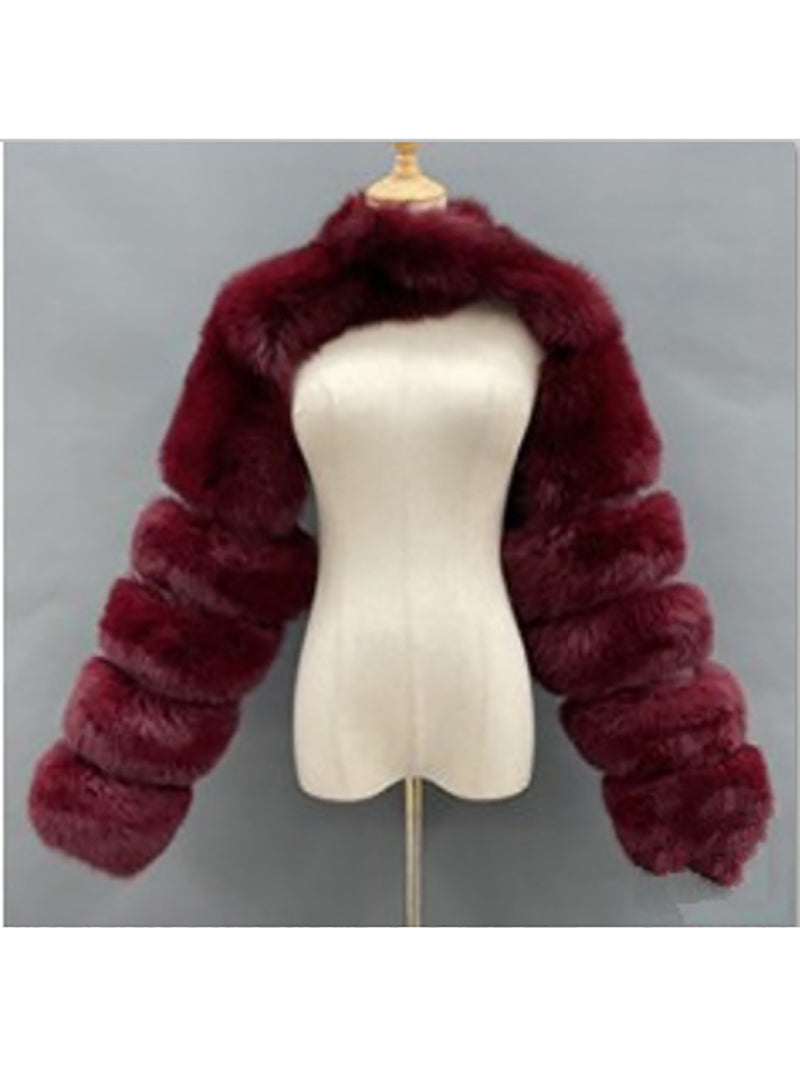 Fluffy Faux Fur Warm Shawl Jacket Coat