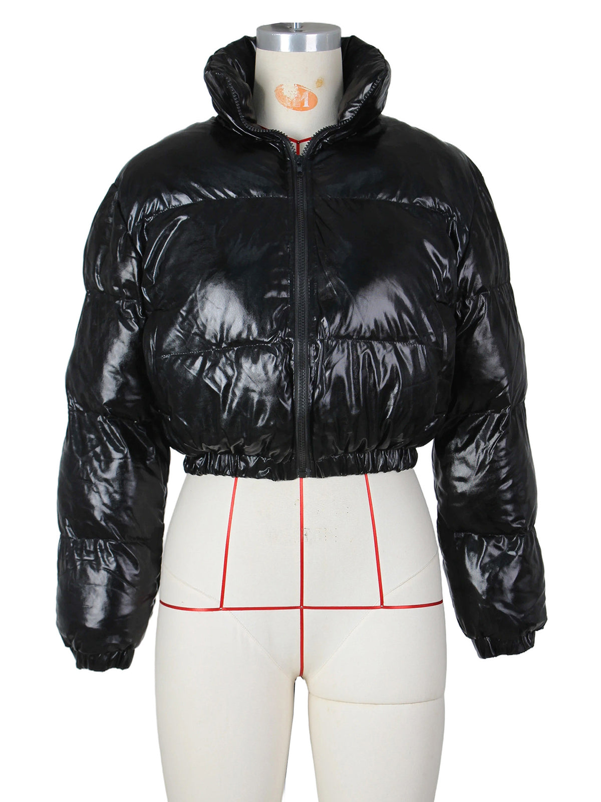 Fashion Metallic Shiny Cropped Quilted Puffer Jacket