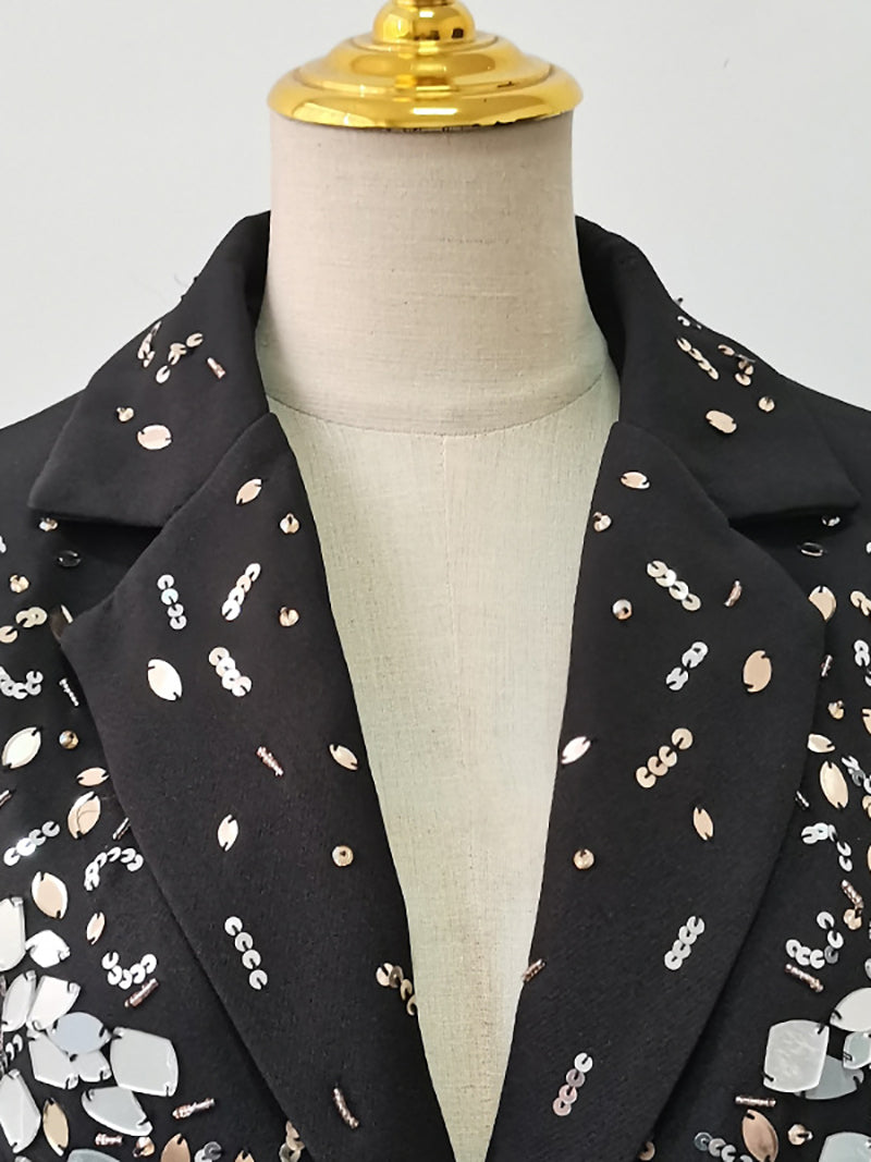 Elegant Rhinestone Sequin Blazer and Trouser Suit