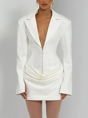 Fashion Ruched Slim Blazer Mini Dress