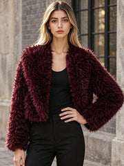 Faux Fur Collar Cropped Jacket-boutique