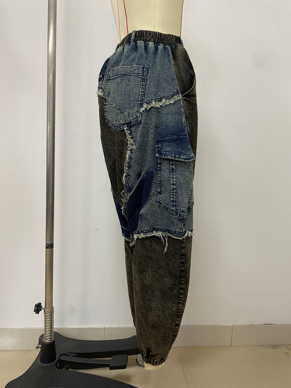 Fashion Casual Denim Patchwork Baggy Joggers