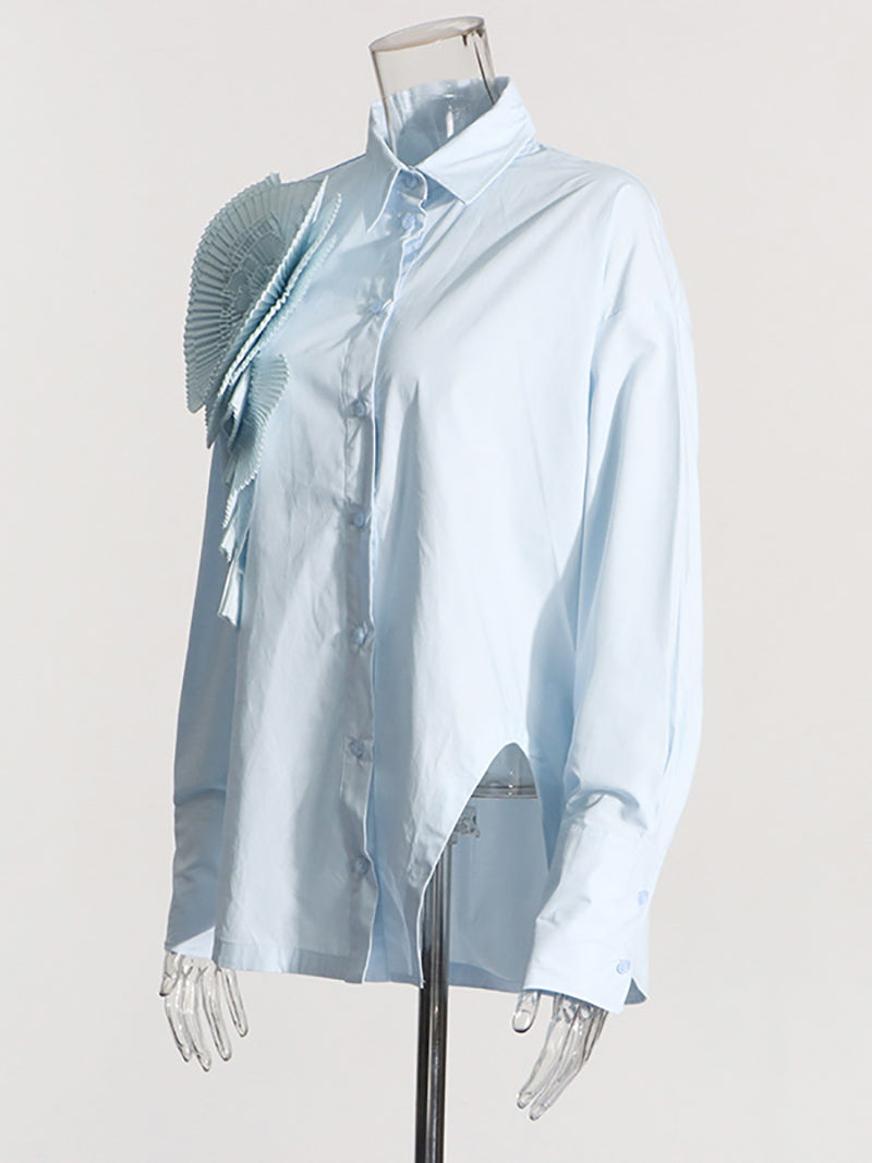 Elegant Floral Patchwork Irregular Blouse