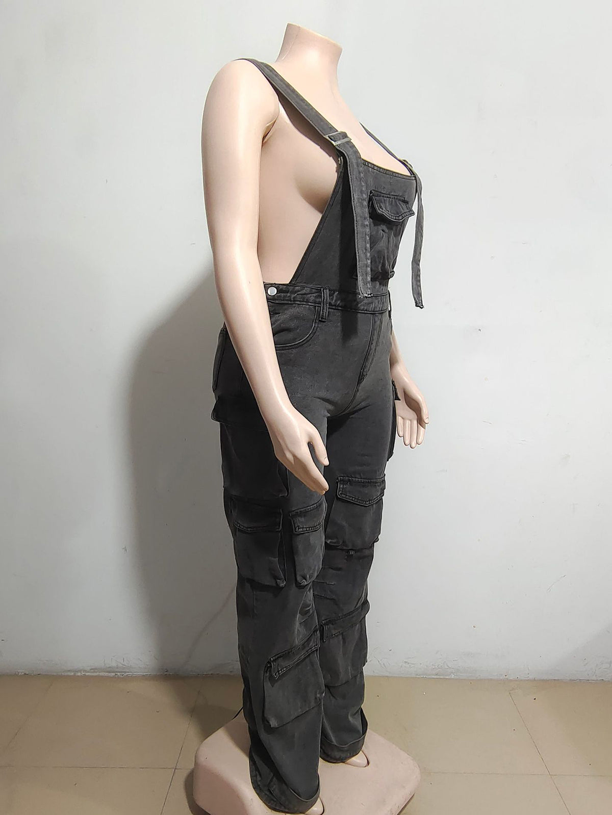 Denim Overalls High Waist Straight Jumpsuit