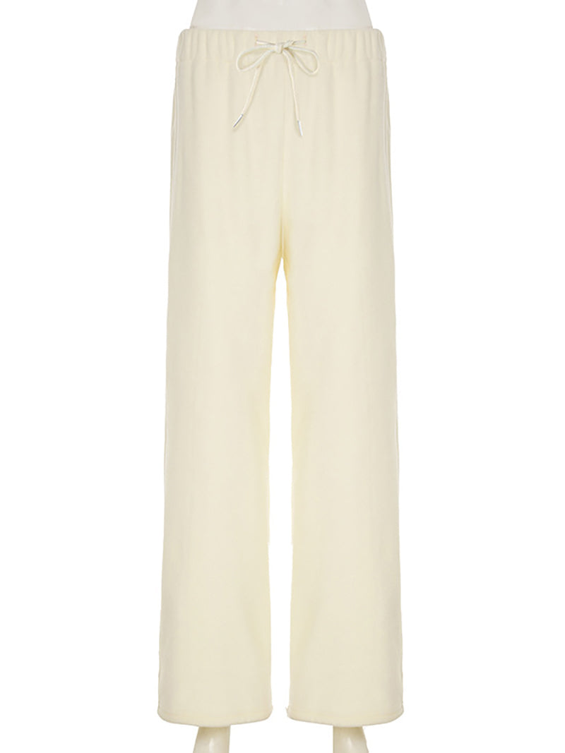 Low Rise Faux Shearling Wide Leg Pants