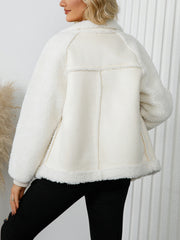 Lapel Fleece Cropped Faux Fur Jacket Coats