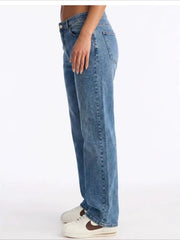 Vintage Wash Relaxed Straight Leg Jeans