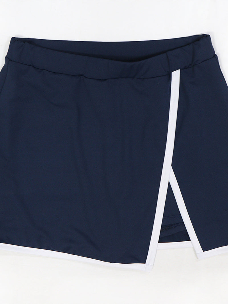 Casual Cropped Tank Vest And Short Skirt Sports Set