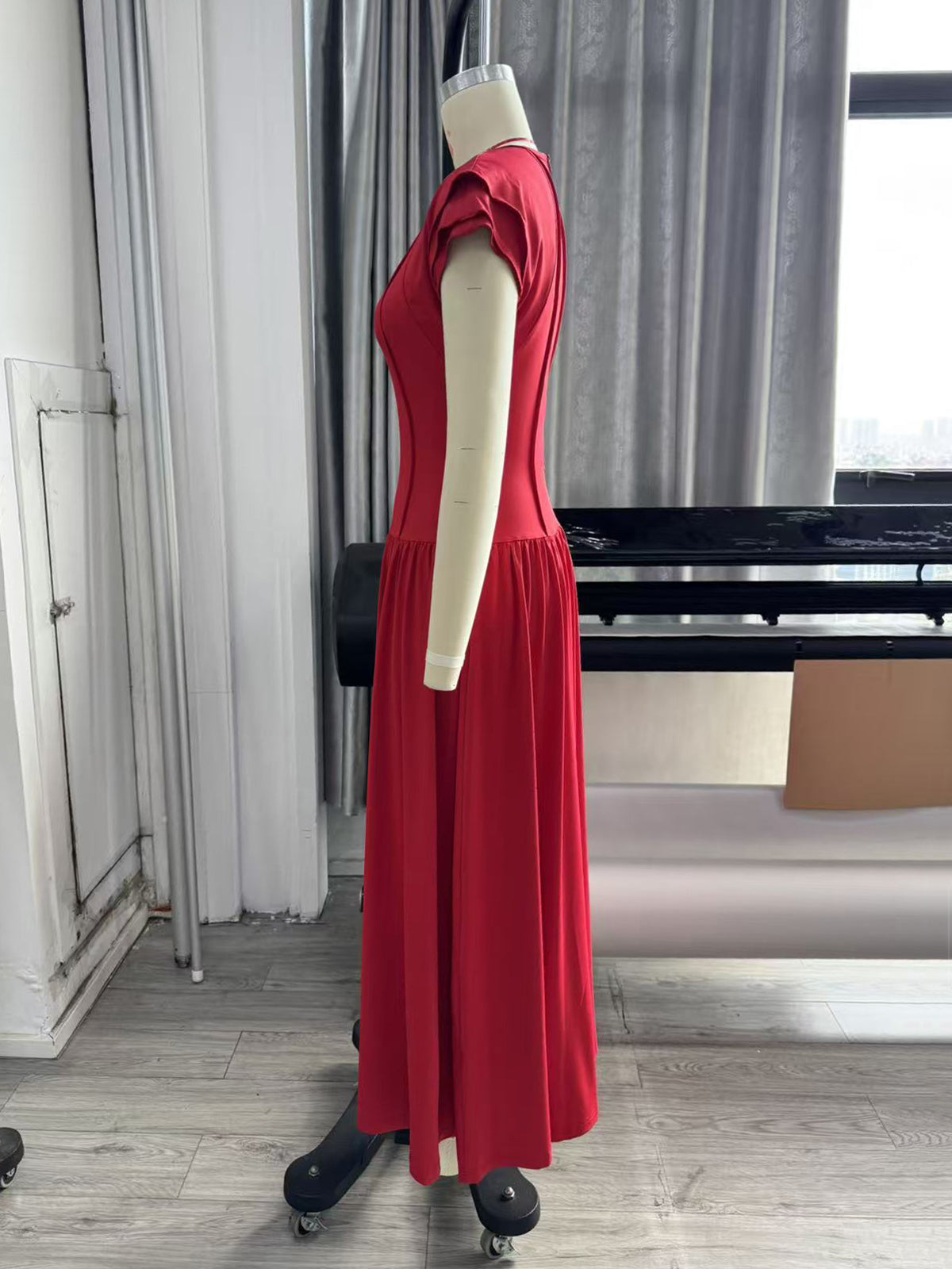Casual Daily Elegant Cinched Waist O Neck A Line Dress