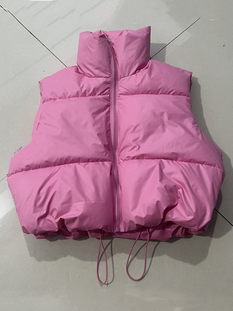 Solid Color Sleeveless Vest Cotton Padded Jacket