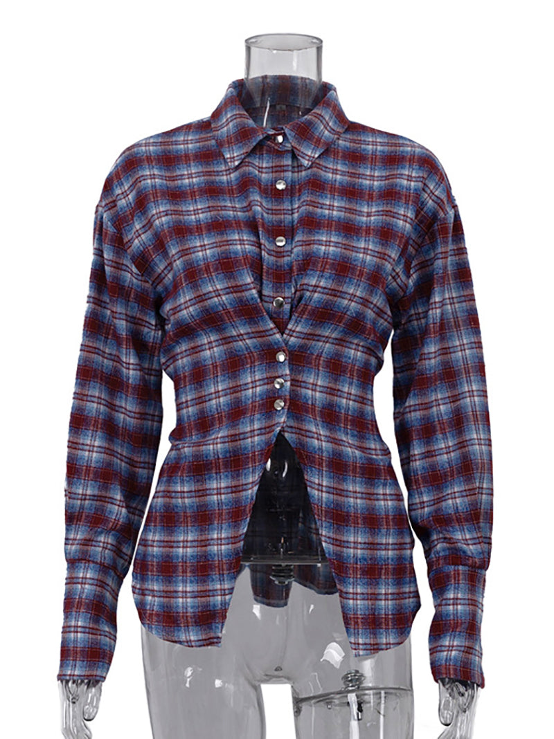Fashion Plaid Corset Shirt