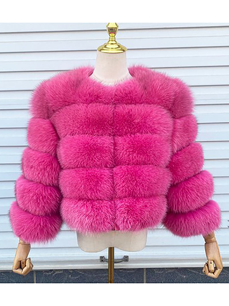 Classy Cropped Faux Fur Warm Jacket Coat