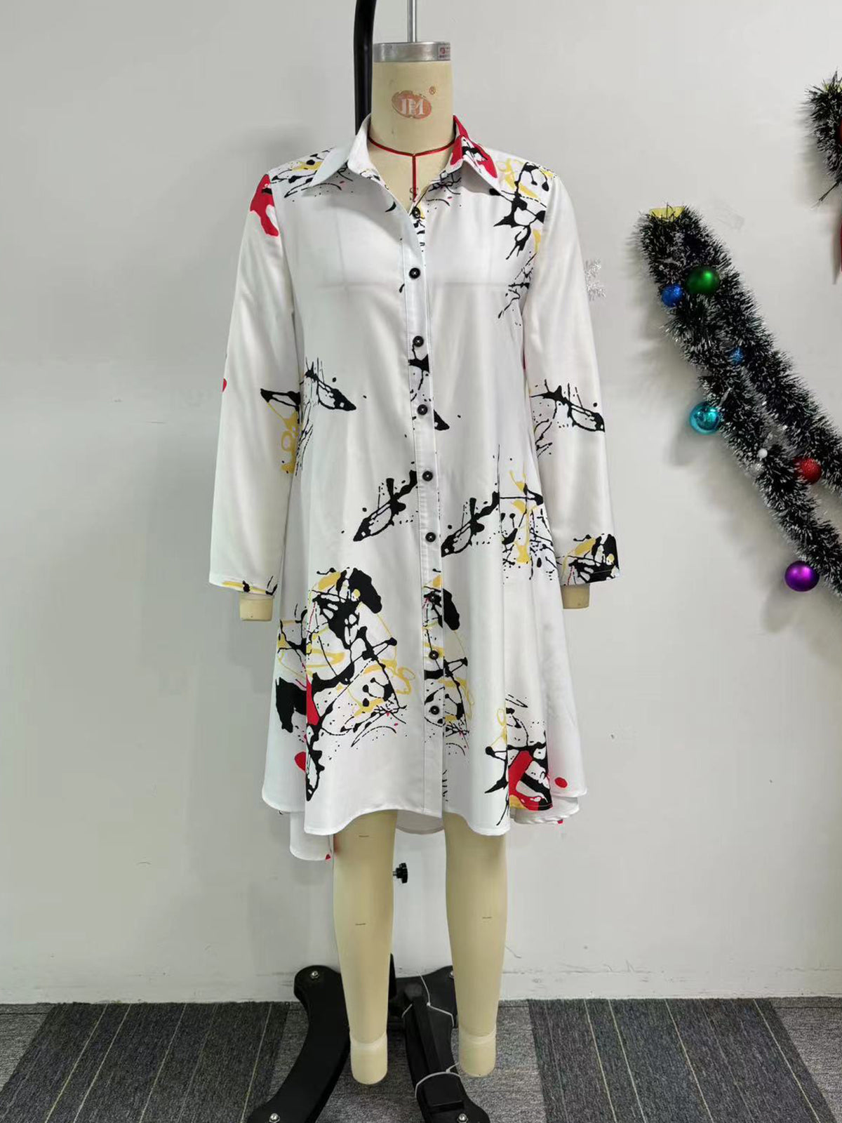 Casual Printed Loose Irregular Shirt Dress