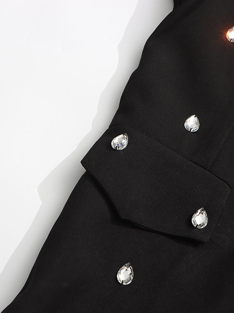Elegant Rhinestone Embellished Blazer